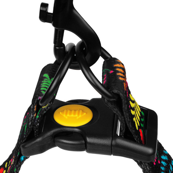 Шлея для Собак BronzeDog Urban Квіти Нейлонова Чорна