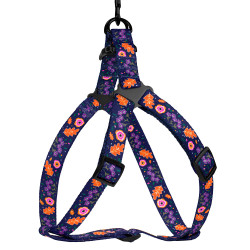 Шлея для Собак BronzeDog Urban Квіти Нейлонова Синя