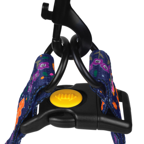 Шлея для Собак BronzeDog Urban Квіти Нейлонова Синя