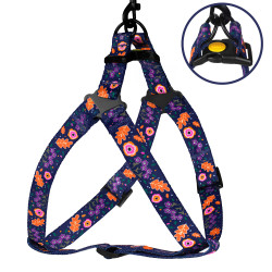 Шлея для Собак BronzeDog Urban Квіти Нейлонова Синя