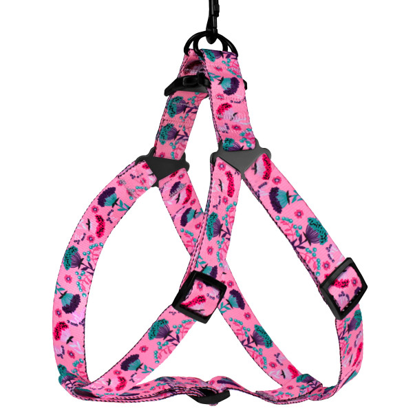 Шлея для Собак BronzeDog Urban Квіти Нейлонова Рожева
