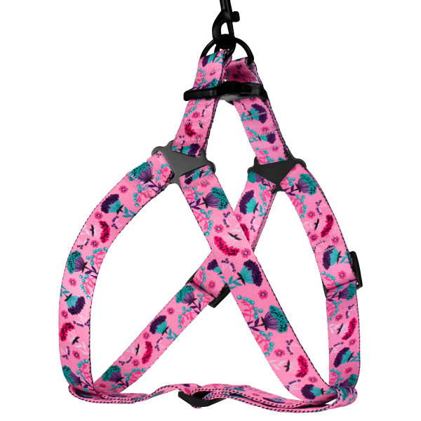 Шлея для Собак BronzeDog Urban Квіти Нейлонова Рожева