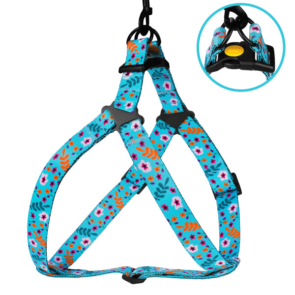 Шлея для Собак BronzeDog Urban Квіти Нейлонова Ментол