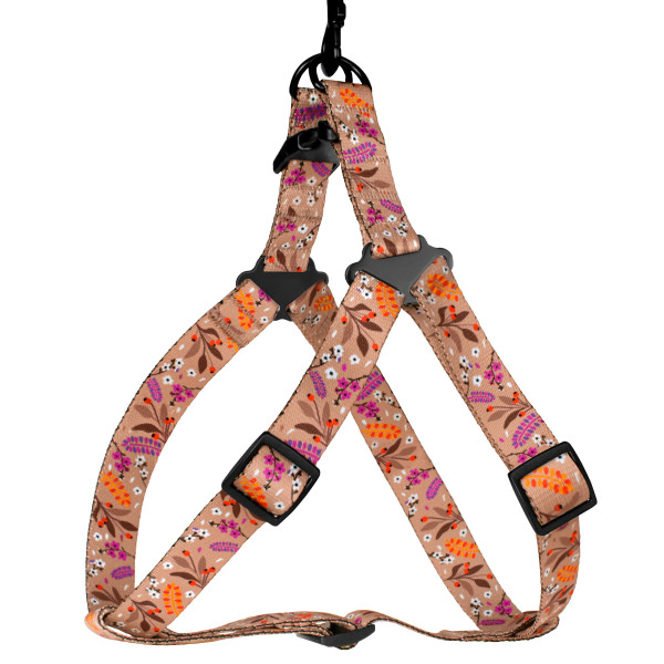 Шлея для Собак BronzeDog Urban Квіти Нейлонова Бежева