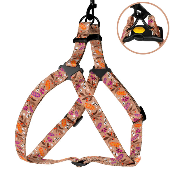 Шлея для Собак BronzeDog Urban Квіти Нейлонова Бежева