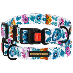 Нашийник для Собак BronzeDog Urban Folk нейлоновий з пластиковою пряжкою білий