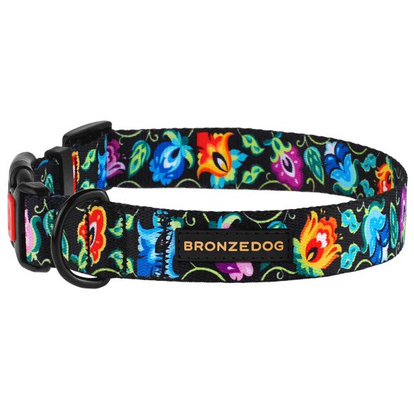 Нашийник для собак BronzeDog Urban Folk нейлоновий із пластиковою пряжкою чорний