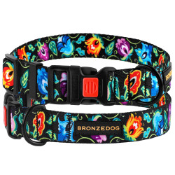 Нашийник для собак BronzeDog Urban Folk нейлоновий із пластиковою пряжкою чорний
