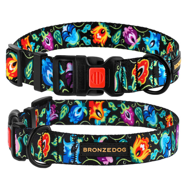 Нашийник для собак BronzeDog Urban Folk нейлоновий із пластиковою пряжкою чорний