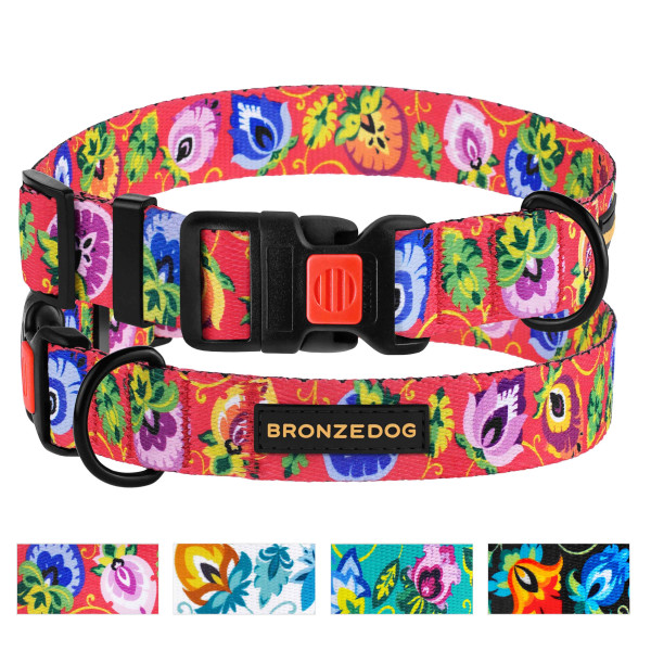 Нашийник для Собак BronzeDog Urban Folk нейлоновий з пластиковою пряжкою кораловий