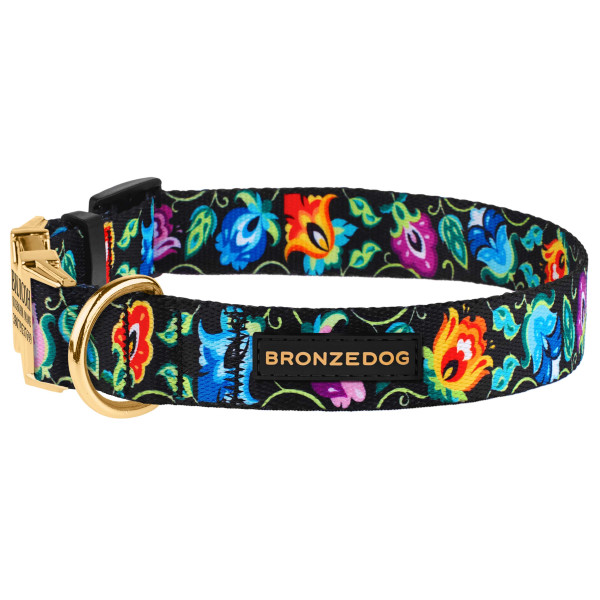 Нашийник для Собак Bronzedog Urban Folk нейлоновий з металевою пряжкою золотистого кольору чорний
