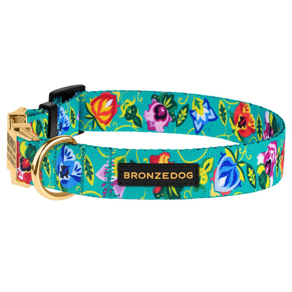 Нашийник для Собак Bronzedog Urban Folk нейлоновий з металевою пряжкою золотистого кольору ментоловий