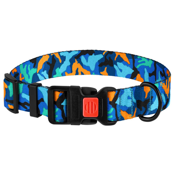 Нашийник для Собак BronzeDog Urban Camo Нейлоновий з Пластиковою Пряжкою Синій