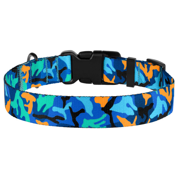 Нашийник для Собак BronzeDog Urban Camo Нейлоновий з Пластиковою Пряжкою Синій