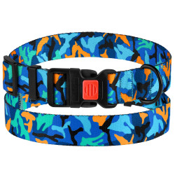 Нашийник для Собак BronzeDog Urban Camo Нейлоновий з Пластиковою Пряжкою Синій