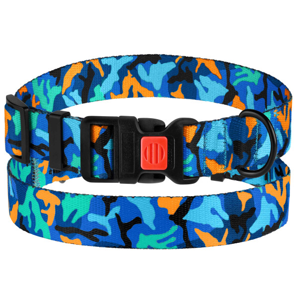Нашийник для Собак BronzeDog Urban Camo Нейлоновий з Пластиковою Пряжкою Синій