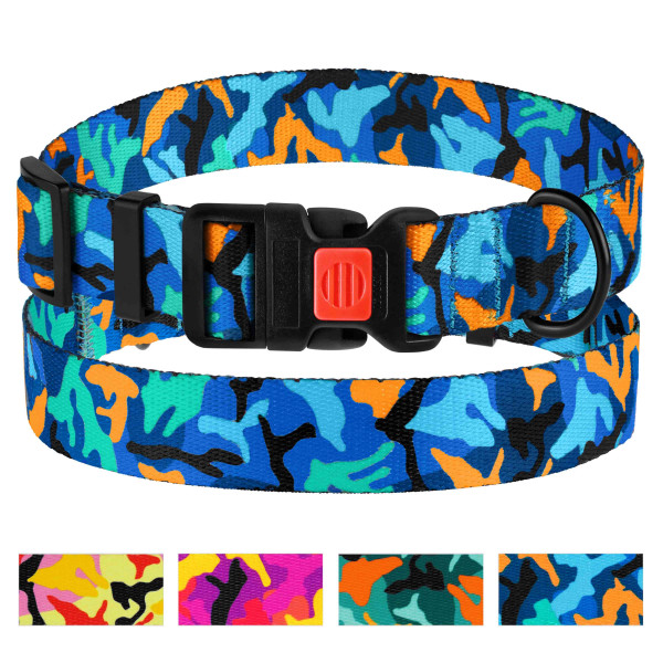 Нашийник для Собак BronzeDog Urban Camo Нейлоновий з Пластиковою Пряжкою Синій