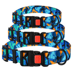 Нашийник для Собак BronzeDog Urban Camo Нейлоновий з Пластиковою Пряжкою Синій