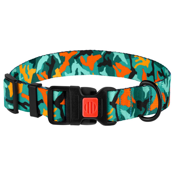 Нашийник для Собак BronzeDog Urban Camo Нейлоновий з Пластиковою Пряжкою Зелений