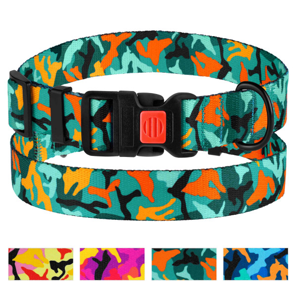Нашийник для Собак BronzeDog Urban Camo Нейлоновий з Пластиковою Пряжкою Зелений