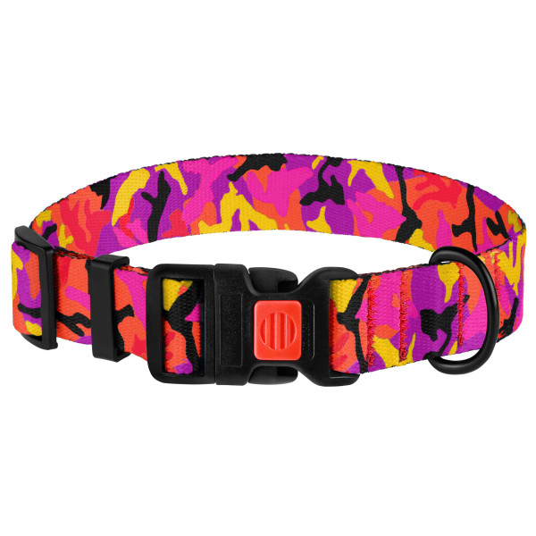 Нашийник для Собак BronzeDog Urban Camo Нейлоновий з Пластиковою Пряжкою Рожевий