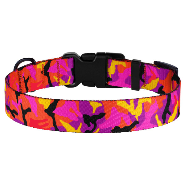 Нашийник для Собак BronzeDog Urban Camo Нейлоновий з Пластиковою Пряжкою Рожевий