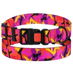 Нашийник для Собак BronzeDog Urban Camo Нейлоновий з Пластиковою Пряжкою Рожевий