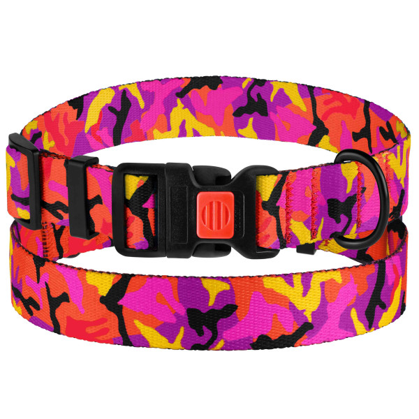 Нашийник для Собак BronzeDog Urban Camo Нейлоновий з Пластиковою Пряжкою Рожевий