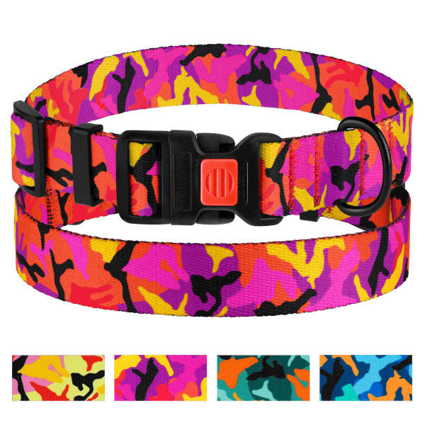 Нашийник для Собак BronzeDog Urban Camo Нейлоновий з Пластиковою Пряжкою Рожевий