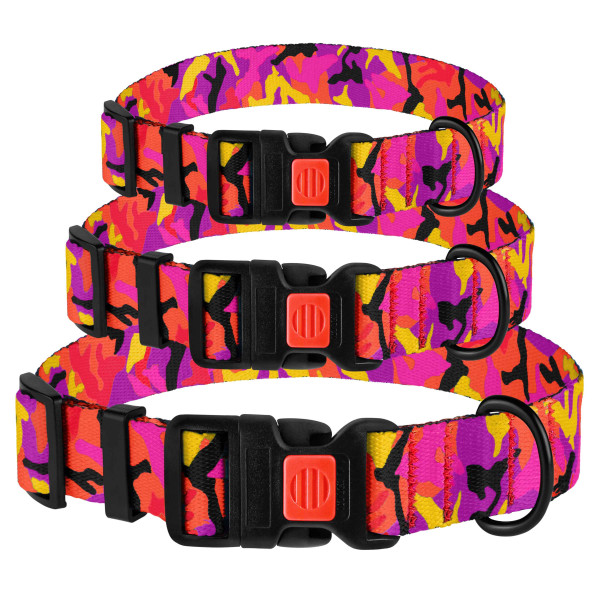 Нашийник для Собак BronzeDog Urban Camo Нейлоновий з Пластиковою Пряжкою Рожевий