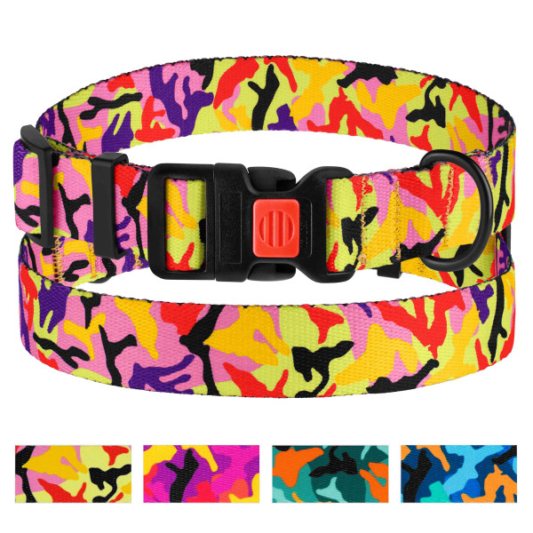 Нашийник для Собак BronzeDog Urban Camo Нейлоновий з Пластиковою Пряжкою Помаранчевий