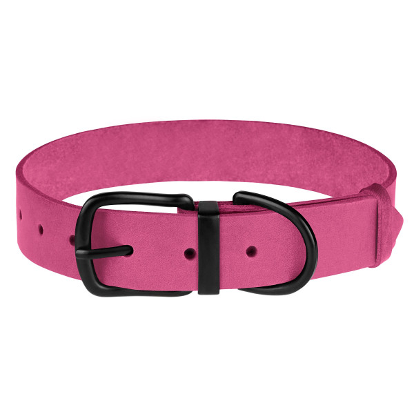 Нашийник для Собак Шкіряний BronzeDog Classic з Металевою Фурнітурою Рожевий