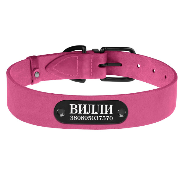 Нашийник для Собак Шкіряний BronzeDog Classic з Металевою Фурнітурою Рожевий