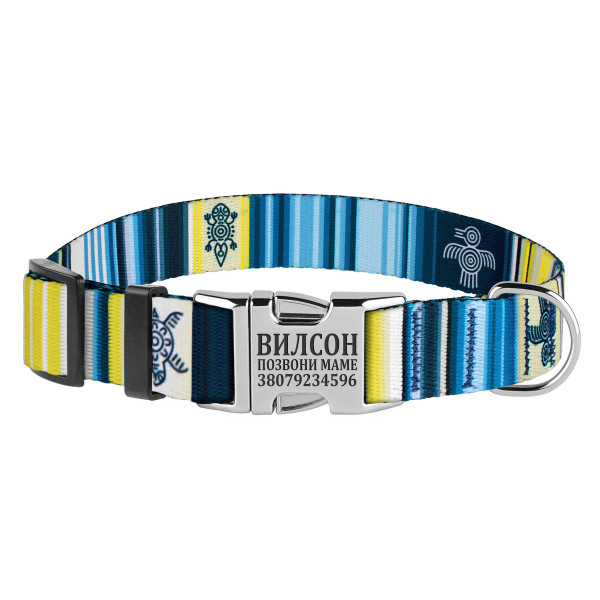 Нашийник для Собак BronzeDog Urban West Нейлоновий з Металевою Пряжкою Синій