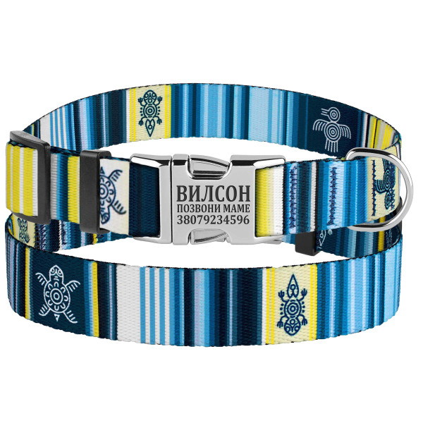 Нашийник для Собак BronzeDog Urban West Нейлоновий з Металевою Пряжкою Синій