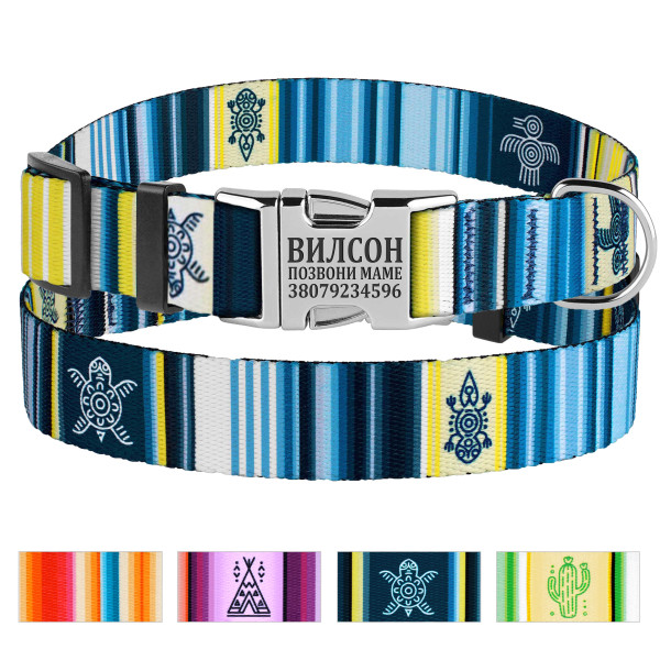 Нашийник для Собак BronzeDog Urban West Нейлоновий з Металевою Пряжкою Синій