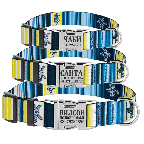 Нашийник для Собак BronzeDog Urban West Нейлоновий з Металевою Пряжкою Синій