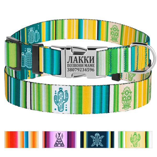 Нашийник для Собак BronzeDog Urban West Нейлоновий з Металевою Пряжкою Салатовий