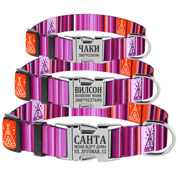 Нашийник для Собак BronzeDog Urban West Нейлоновий з Металевою Пряжкою Фіолетовий