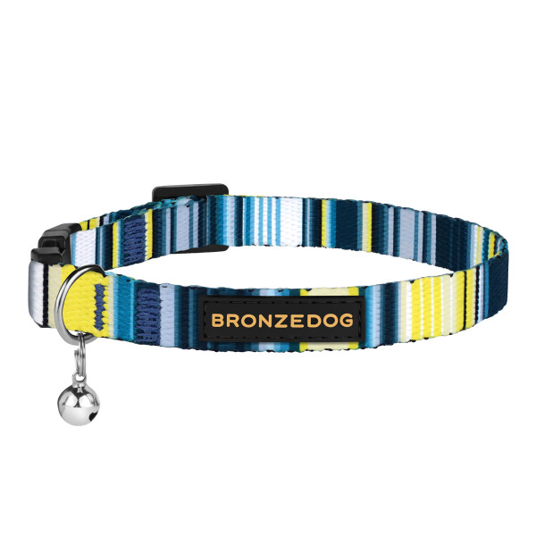 Нашийник для Котів BronzeDog Urban West Нейлоновий з Пластиковою Пряжкою та Дзвіночком Синій