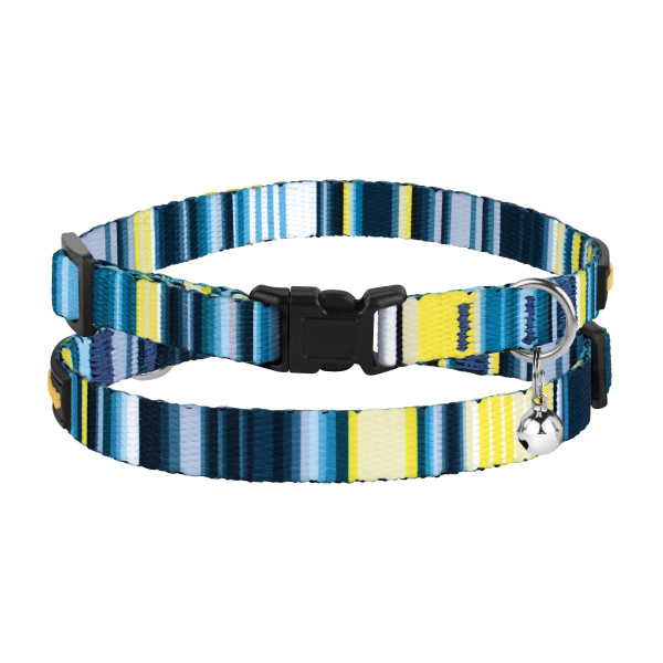 Нашийник для Котів BronzeDog Urban West Нейлоновий з Пластиковою Пряжкою та Дзвіночком Синій