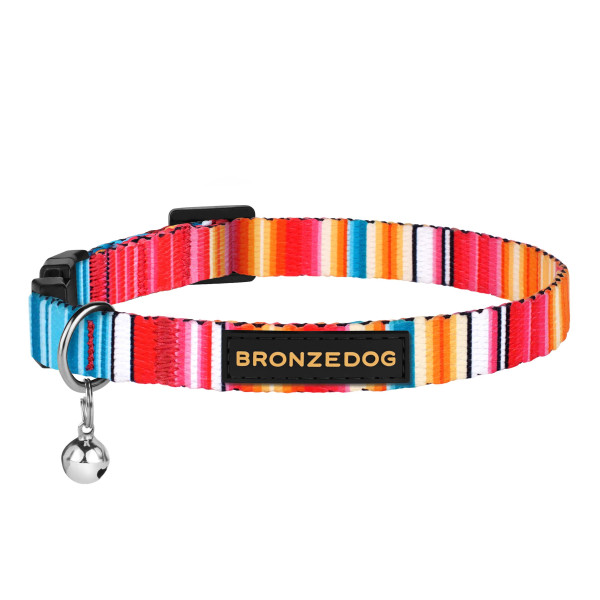 Нашийник для Котів BronzeDog Urban West Нейлоновий з Пластиковою Пряжкою та Дзвіночком Червоний
