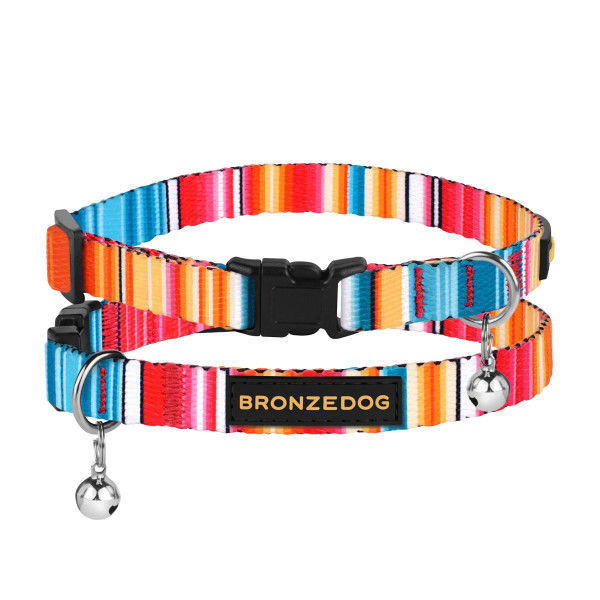 Нашийник для Котів BronzeDog Urban West Нейлоновий з Пластиковою Пряжкою та Дзвіночком Червоний