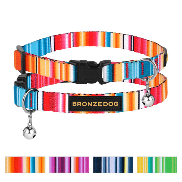 Нашийник для Котів BronzeDog Urban West Нейлоновий з Пластиковою Пряжкою та Дзвіночком Червоний