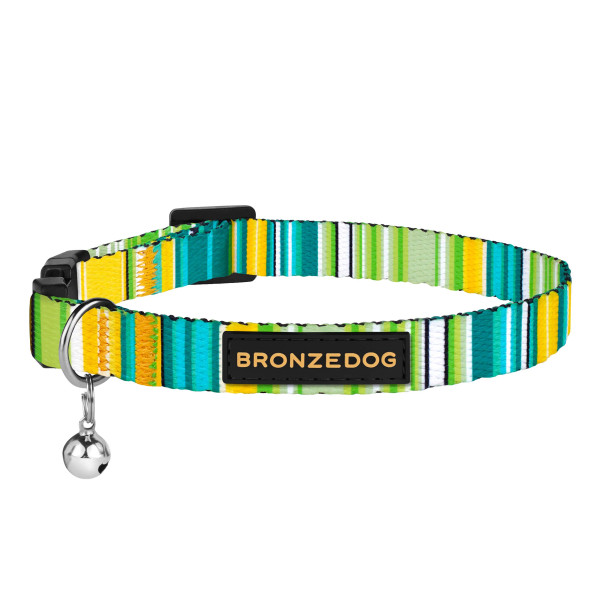 Нашийник для Котів BronzeDog Urban West Нейлоновий з Пластиковою Пряжкою та Дзвіночком Салатовий