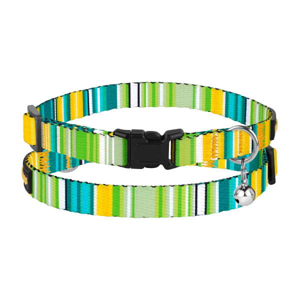 Нашийник для Котів BronzeDog Urban West Нейлоновий з Пластиковою Пряжкою та Дзвіночком Салатовий