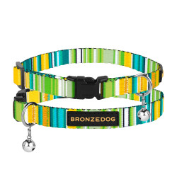 Нашийник для Котів BronzeDog Urban West Нейлоновий з Пластиковою Пряжкою та Дзвіночком Салатовий