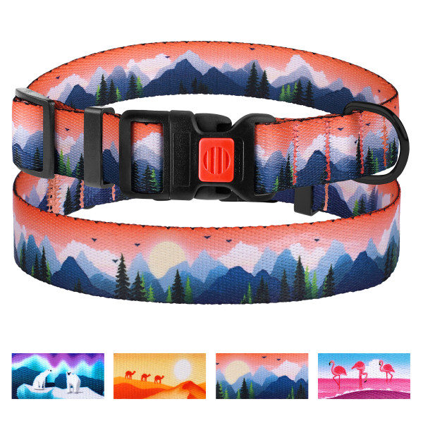 Нашийник для Собак BronzeDog Urban Travel нейлоновий з пластиковою пряжкою Гори