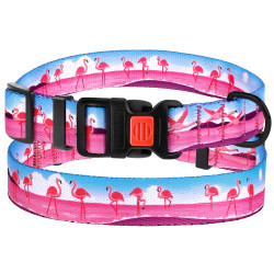 Нашийник для собак BronzeDog Urban Travel нейлоновий з пластиковою пряжкою Фламінго