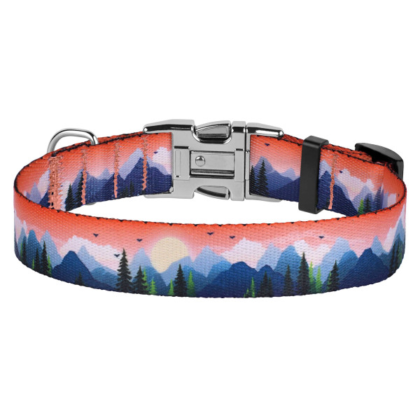 Нашийник для Собак BronzeDog Urban Travel нейлоновий з металевою пряжкою Гори